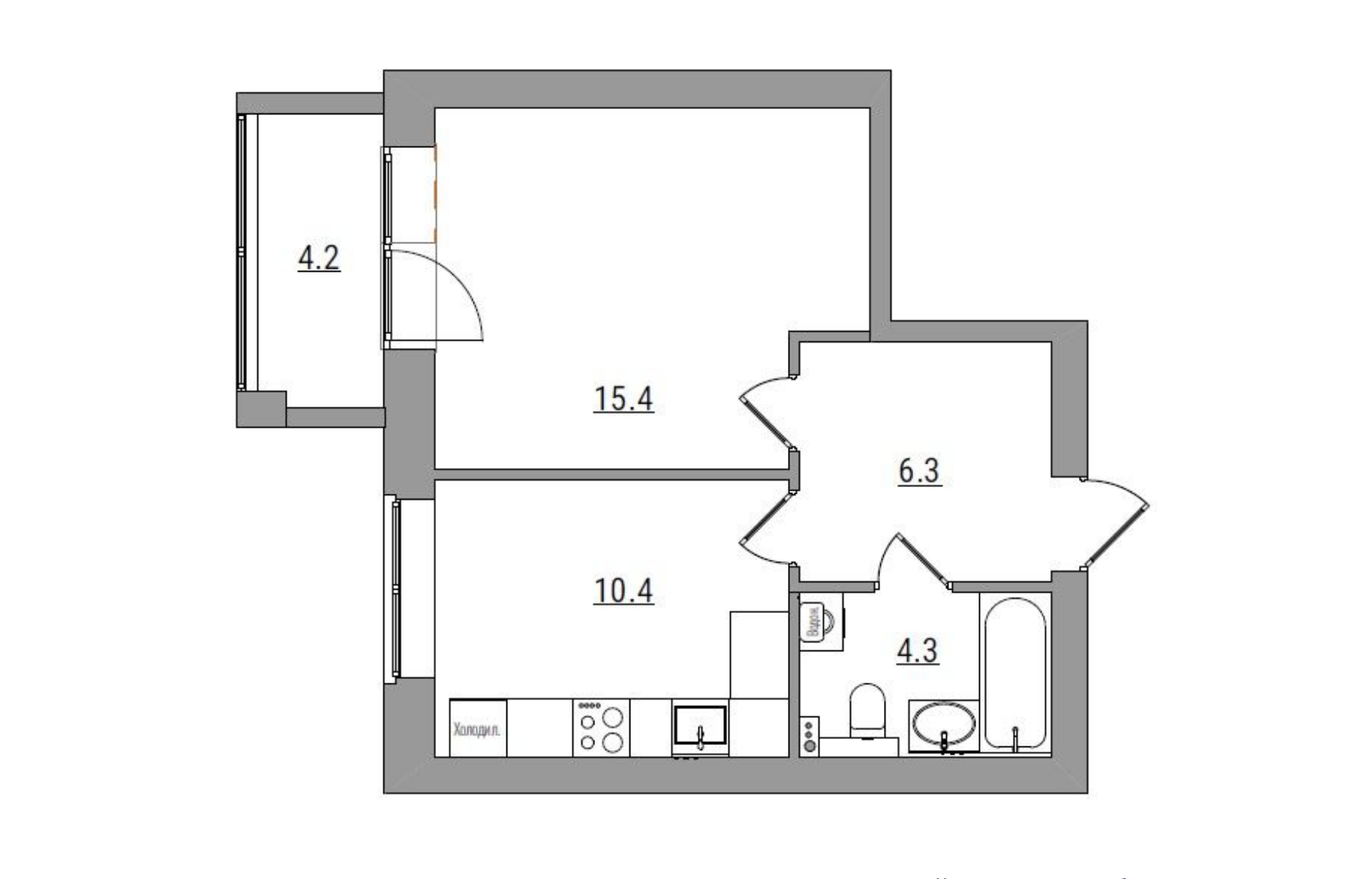 планировка квартиры 41 м2